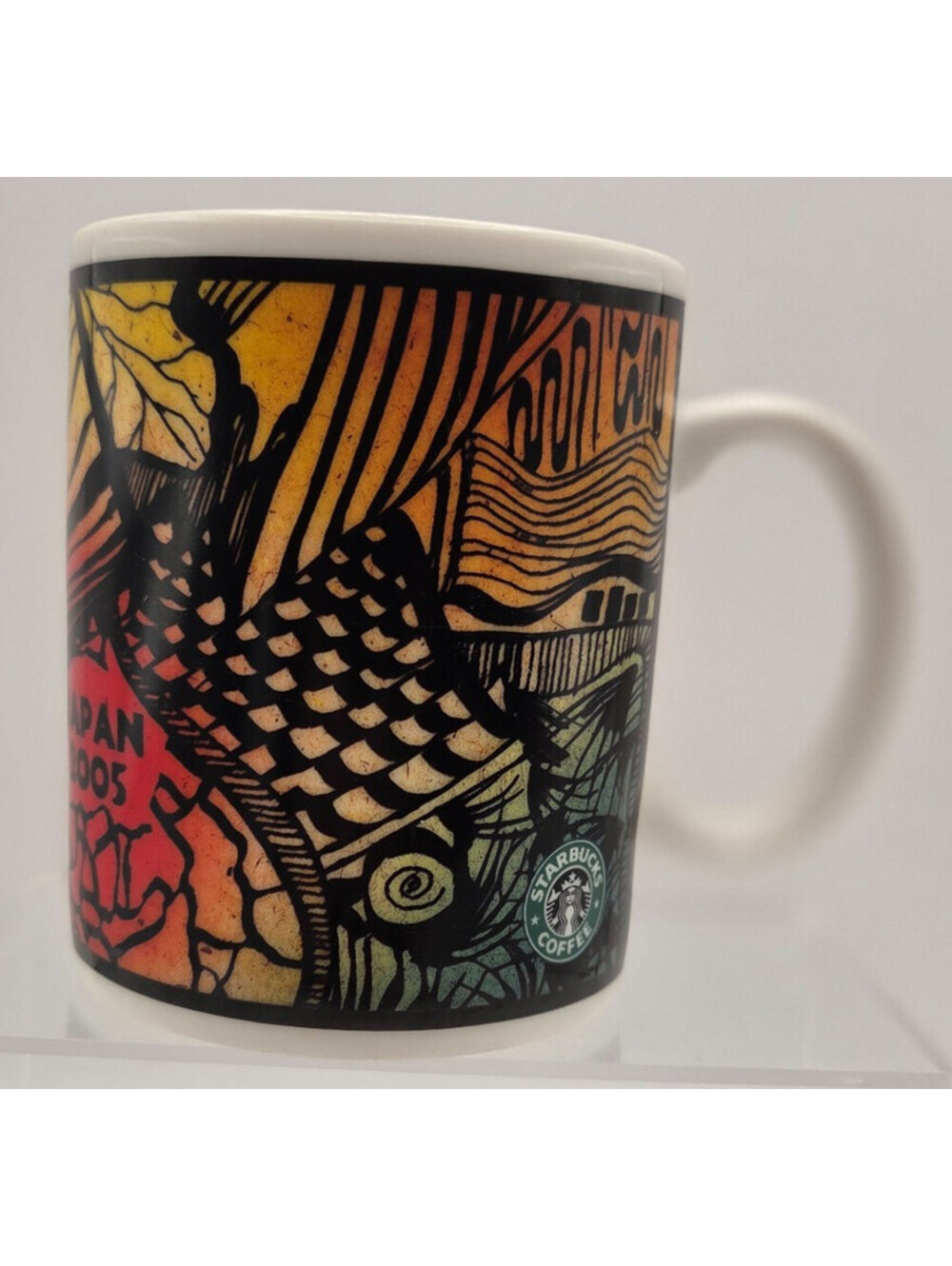 Vintage Starbucks Japan 2005 New Year Bird Art Coffee Mug Made in Japan Rare